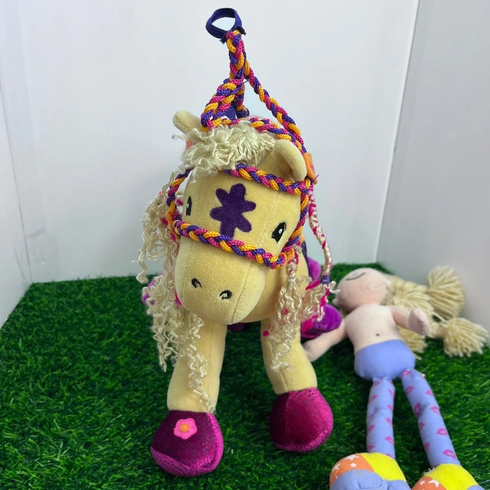 Manhattan Toy Groovy Girls Carissa Doll and Tan Plush‎ Horse Set Yellow Purple